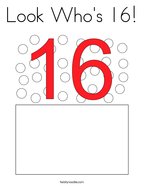 Look Who's 16 Coloring Page
