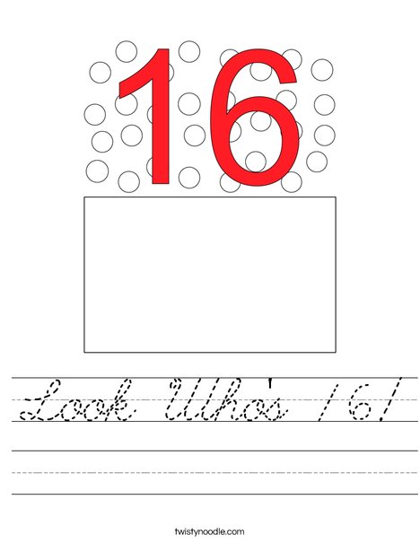Look Who's 16! Worksheet