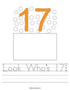 Look Who's 17 Handwriting Sheet