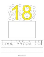 Look Who's 18 Handwriting Sheet