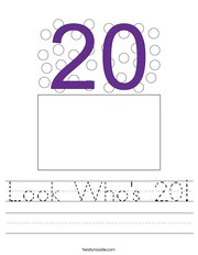 Look Who's 20 Handwriting Sheet