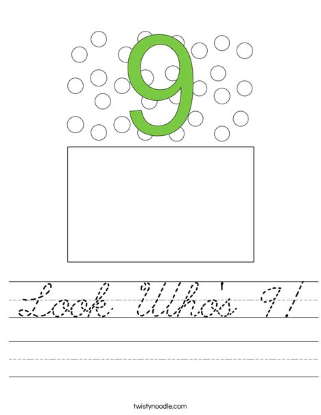 Look Who's 9! Worksheet