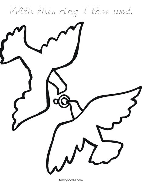 Love Birds and Ring Coloring Page
