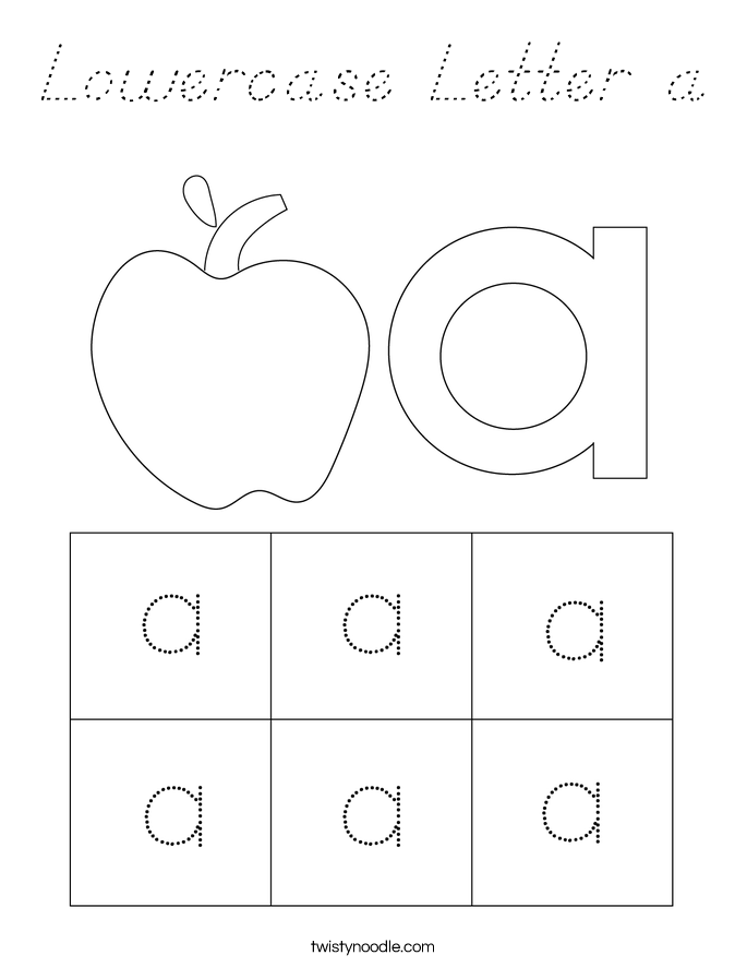 Lowercase Letter a Coloring Page - D'Nealian - Twisty Noodle