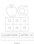 Lowercase Letter a Worksheet