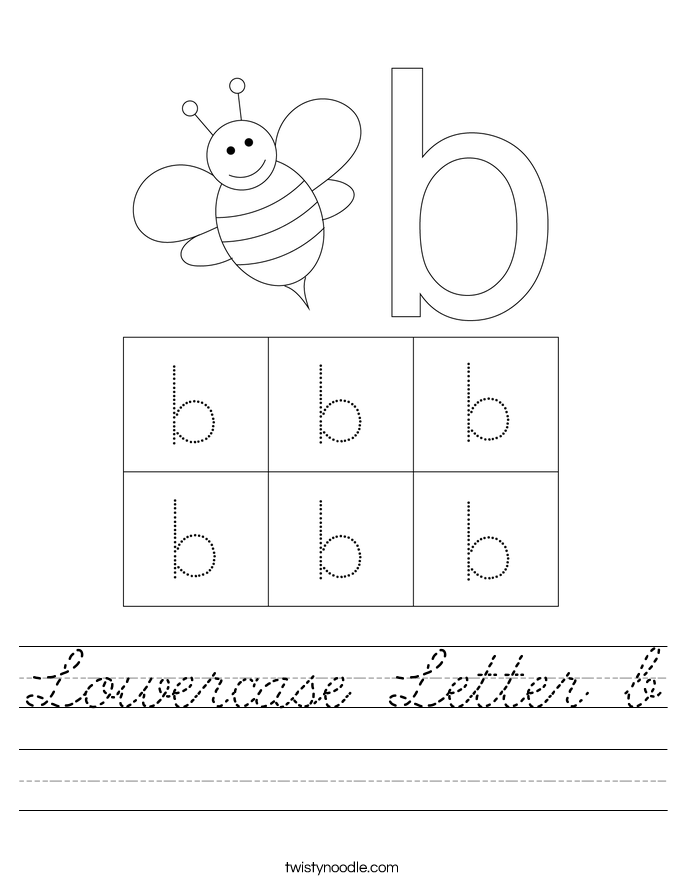 lowercase letter b worksheet cursive twisty noodle