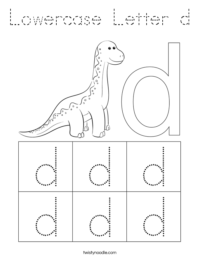 lowercase letter d coloring page tracing twisty noodle