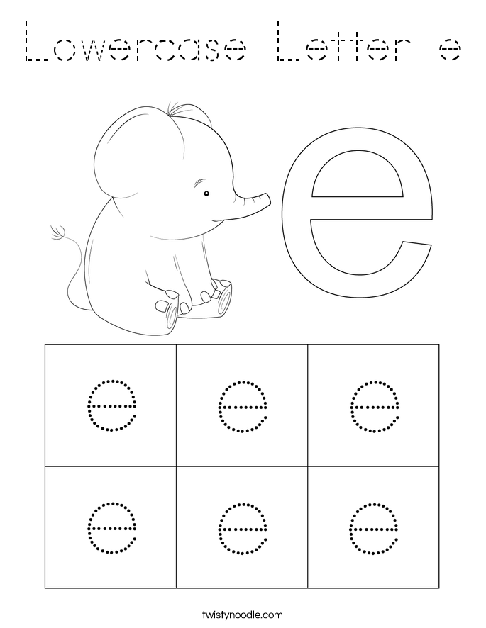 lowercase letter e coloring page tracing twisty noodle