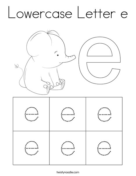 lowercase letter e coloring page twisty noodle