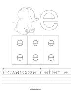 Lowercase Letter e Handwriting Sheet