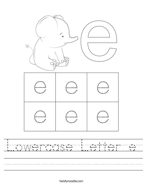 Lowercase Letter e Worksheet