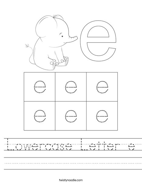 Lowercase Letter e Worksheet - Twisty Noodle