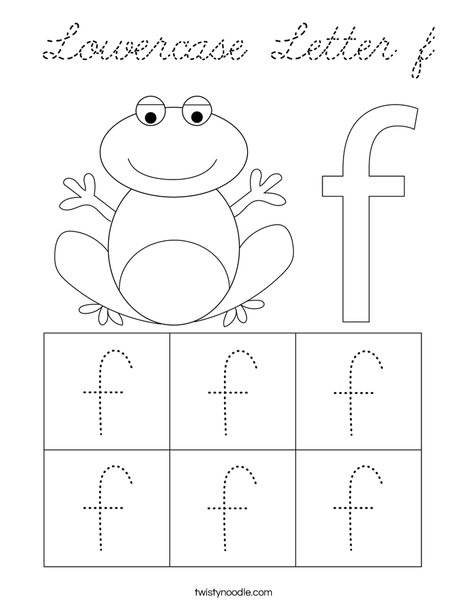 lowercase letter f coloring page cursive twisty noodle