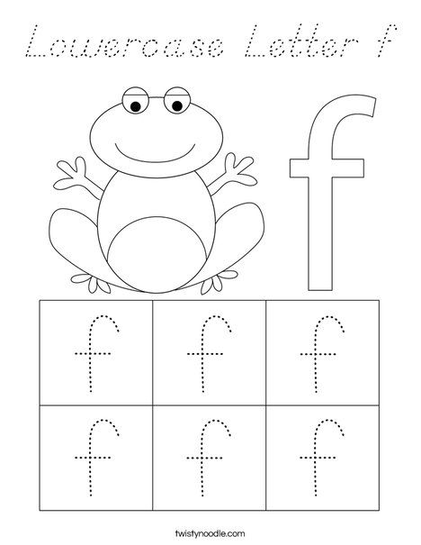 Lowercase Letter f Coloring Page - D'Nealian - Twisty Noodle