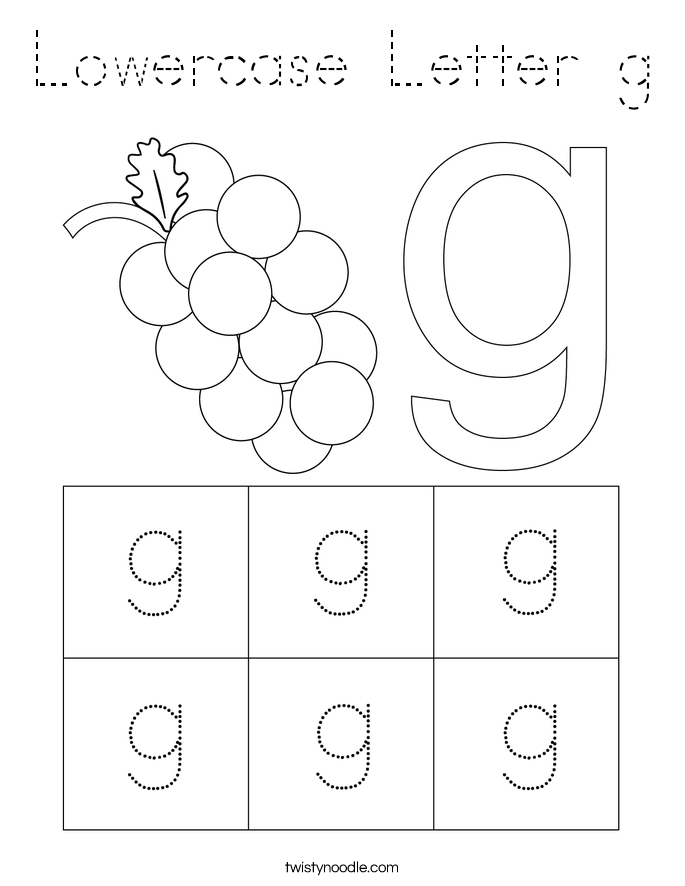 Lowercase Letter g Coloring Page - Tracing - Twisty Noodle