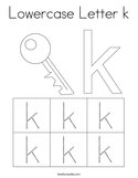 Lowercase Letter k Coloring Page
