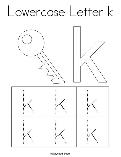 Lowercase Letter k Coloring Page Twisty Noodle