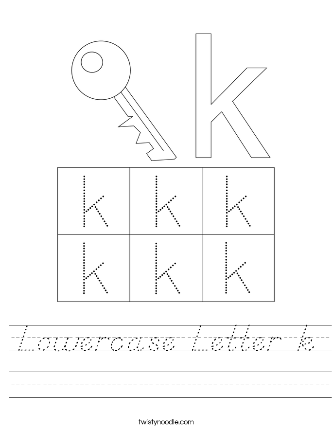 lowercase letter k worksheet dnealian twisty noodle