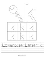 Lowercase Letter k Handwriting Sheet