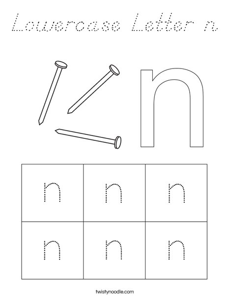Lowercase Letter n Coloring Page