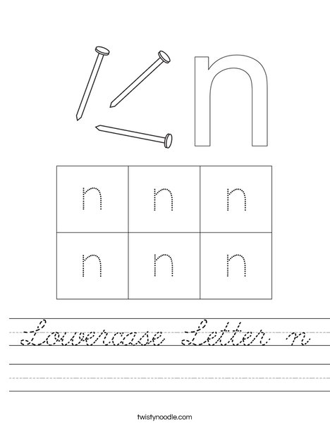 Lowercase Letter n Worksheet