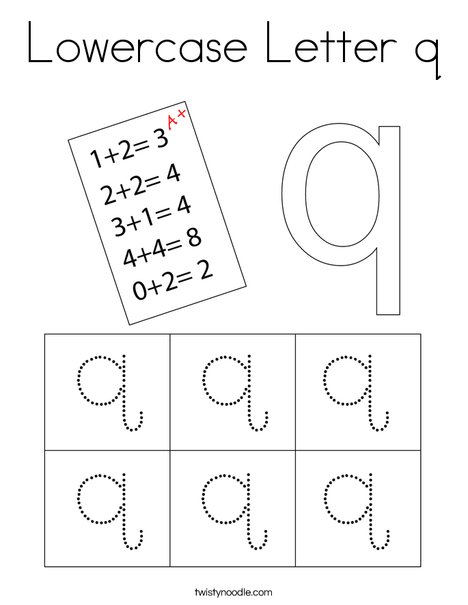 lowercase letter q coloring page twisty noodle