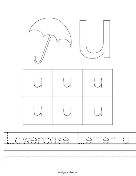 lowercase letter u worksheet twisty noodle