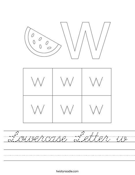 Lowercase Letter w Worksheet