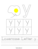 Lowercase Letter y Handwriting Sheet