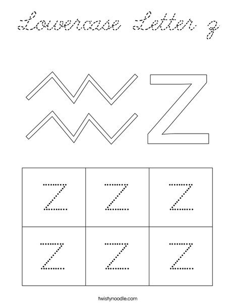 Lowercase Letter z Coloring Page
