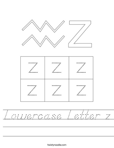 Lowercase Letter z Worksheet