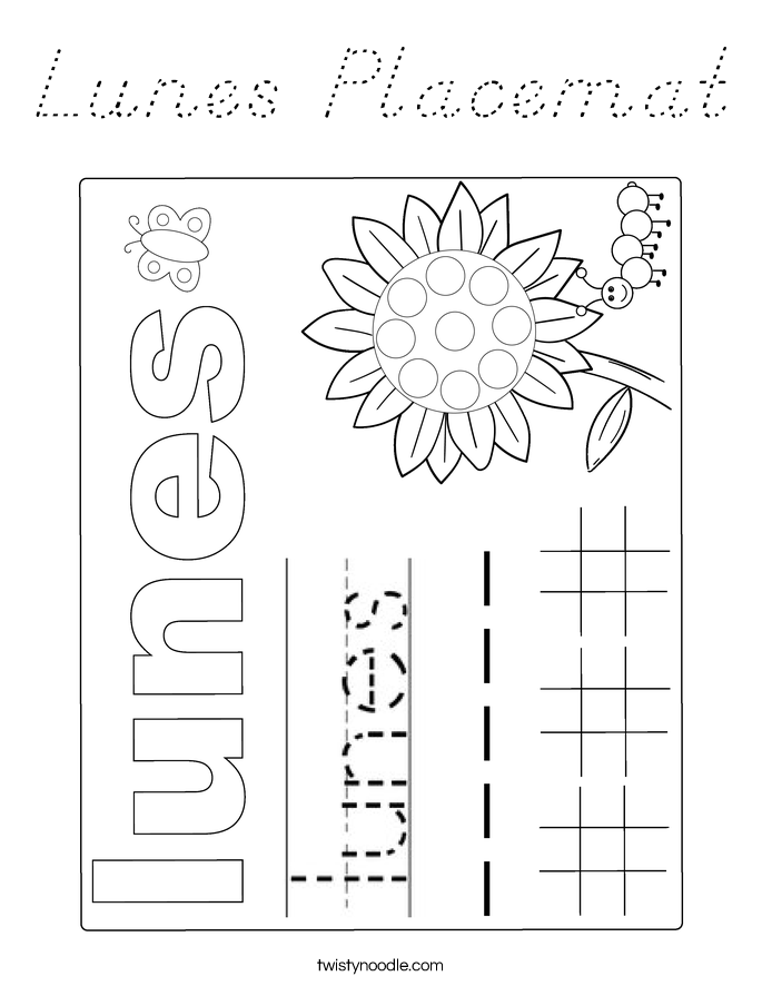 Lunes Placemat Coloring Page