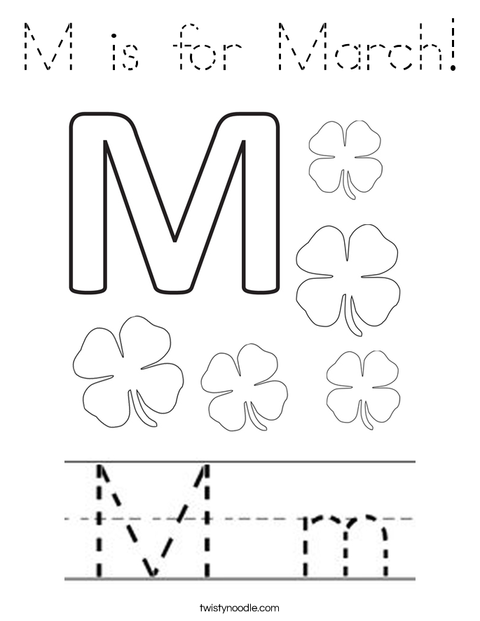 M is for March! Coloring Page