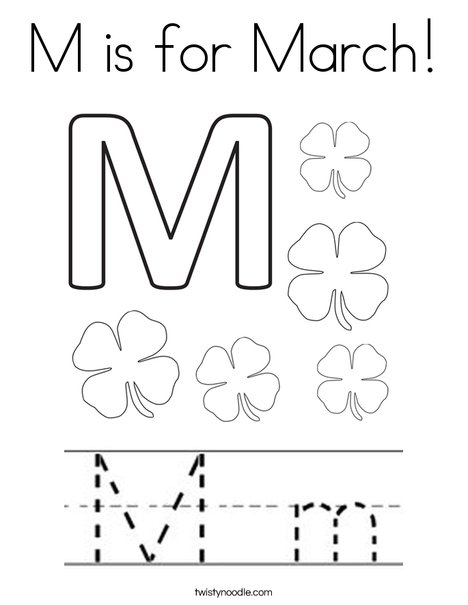 M is for March! Coloring Page