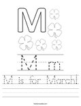 M is for March! Worksheet