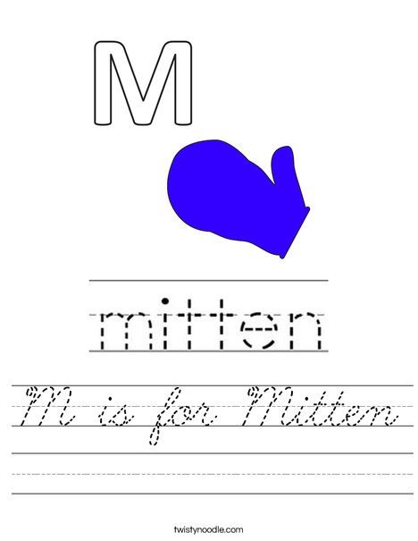 M is for Mitten Worksheet