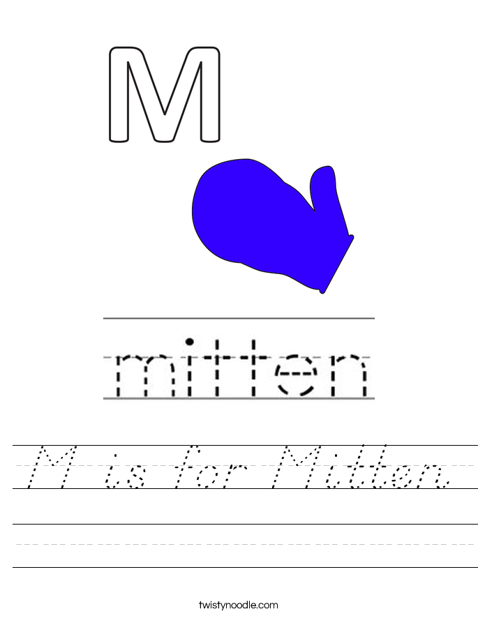 M is for Mitten Worksheet