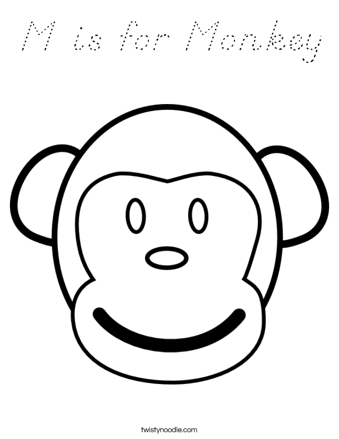 M is for Monkey Coloring Page