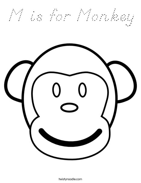 M is for Monkey Coloring Page