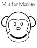 M is for Monkey Coloring Page