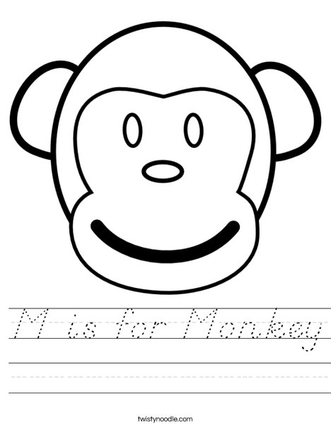 M is for Monkey Worksheet