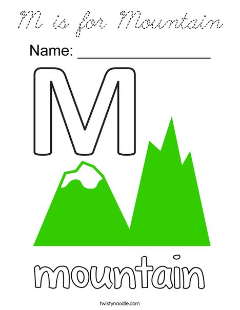 M is for Mountain Coloring Page