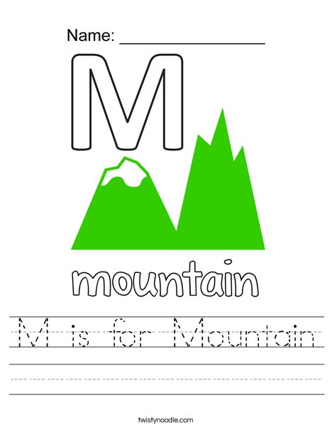 M is for Mountain Worksheet - Twisty Noodle