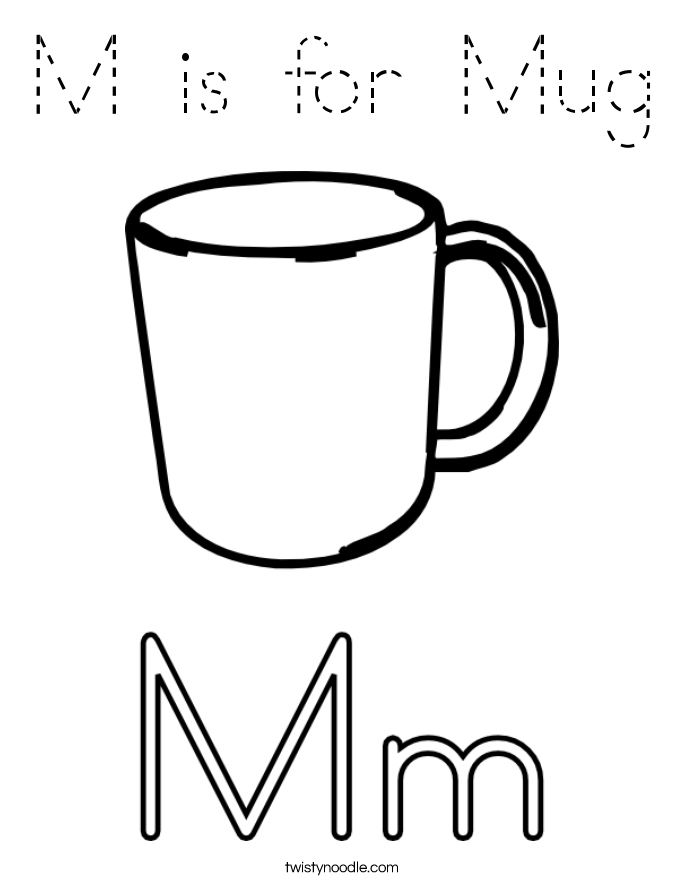 M is for Mug Coloring Page