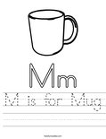 M is for Mug Worksheet