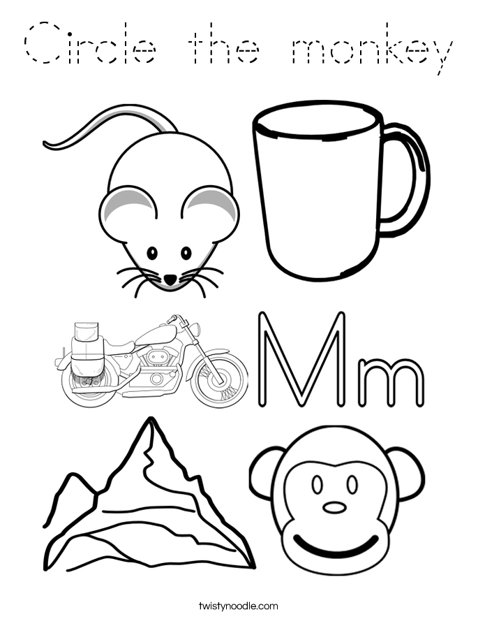 Circle the monkey Coloring Page