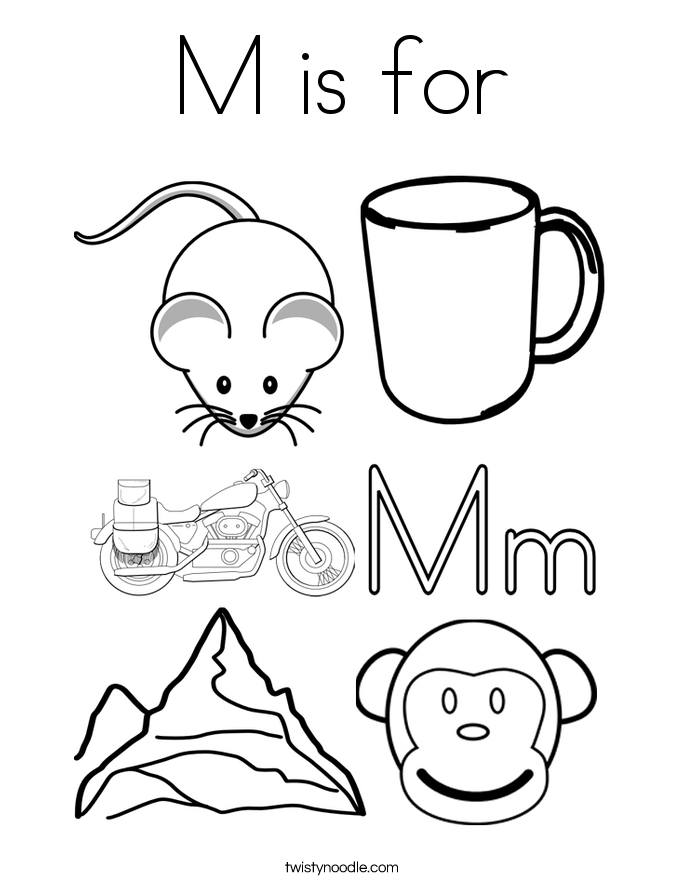 M Is For Coloring Page Twisty Noodle M Is For Coloring Page Twisty Noodle