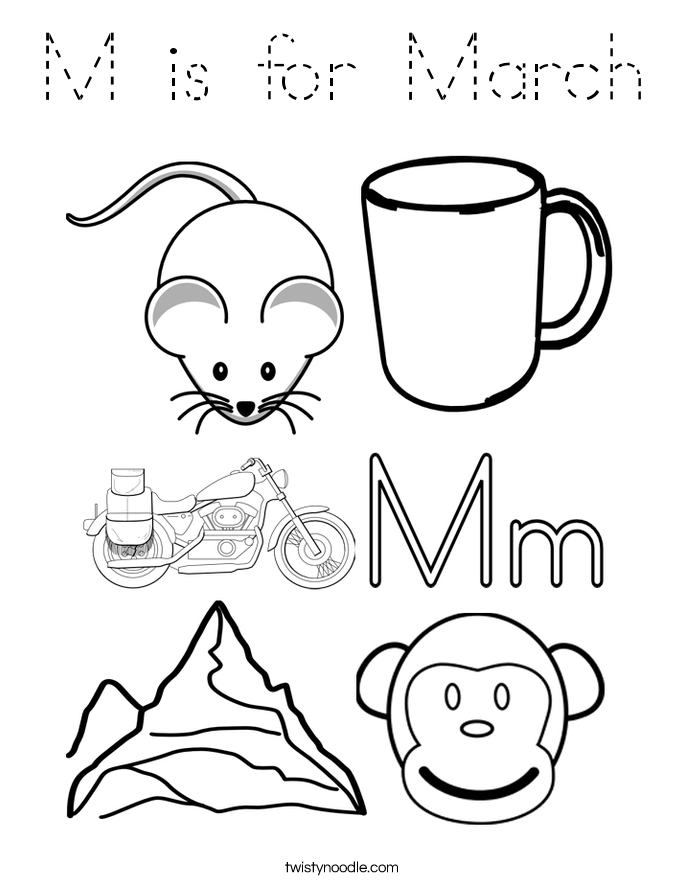 M is for March Coloring Page