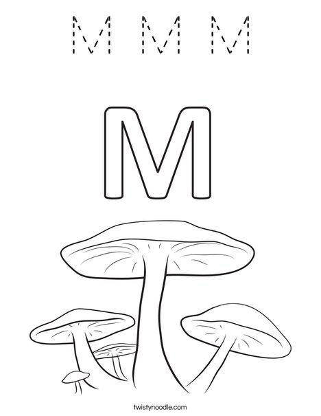 M Mushrooms Coloring Page