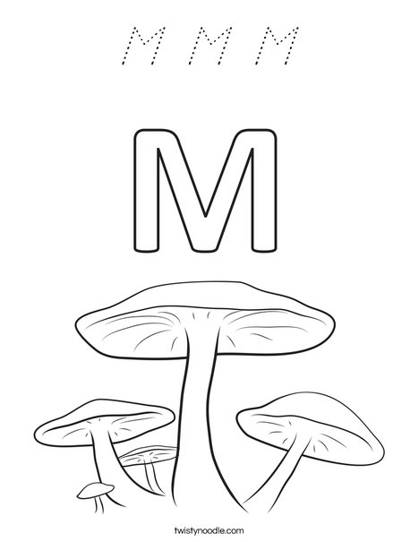 M Mushrooms Coloring Page